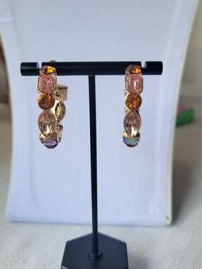 Studio 1886 Gold Hoop Earrings with Multicolor Crystals